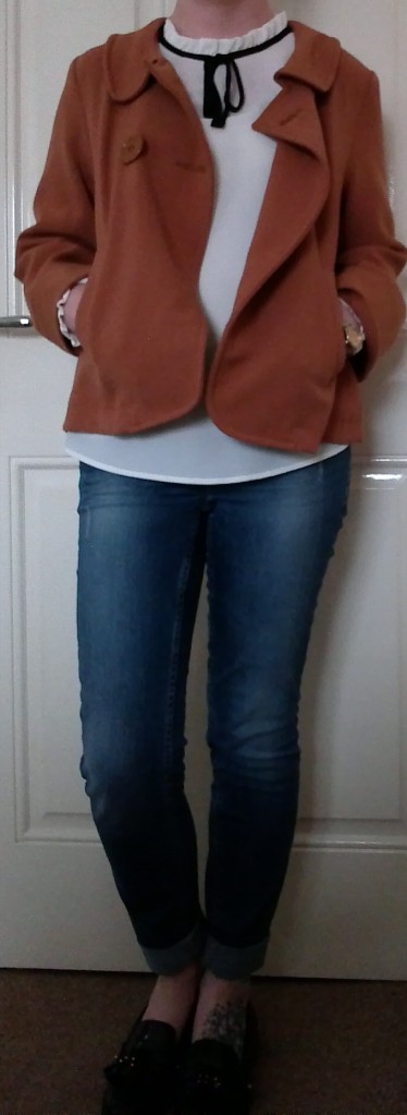 Top: New Look; Coat: Primark; Jeans: Next Clearance; Loafers: Zara